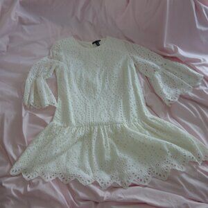 Aqua Eyelet Drop-Waist White Dress Bloomingdales Exclusive Size M*New with Tags*